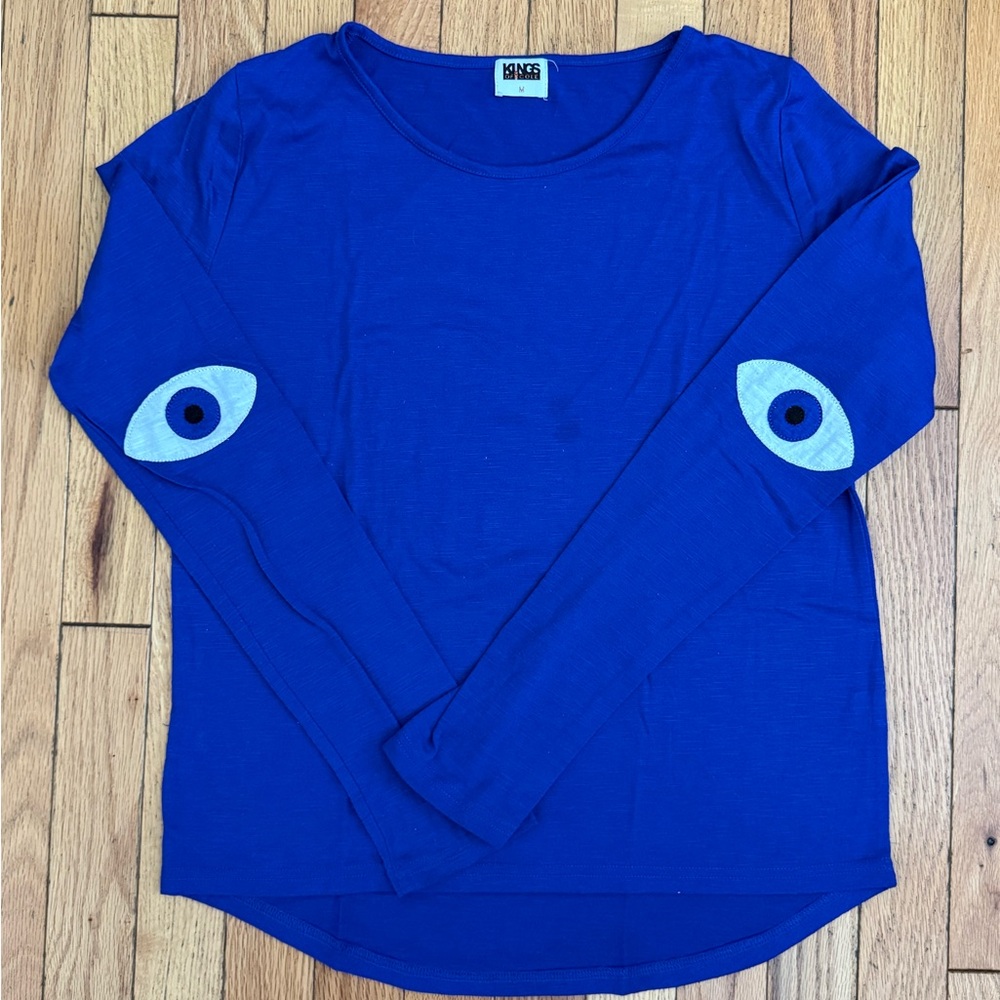Kings of Cole Blue Long Sleeve High-Low Cotton Shirt (Size M)